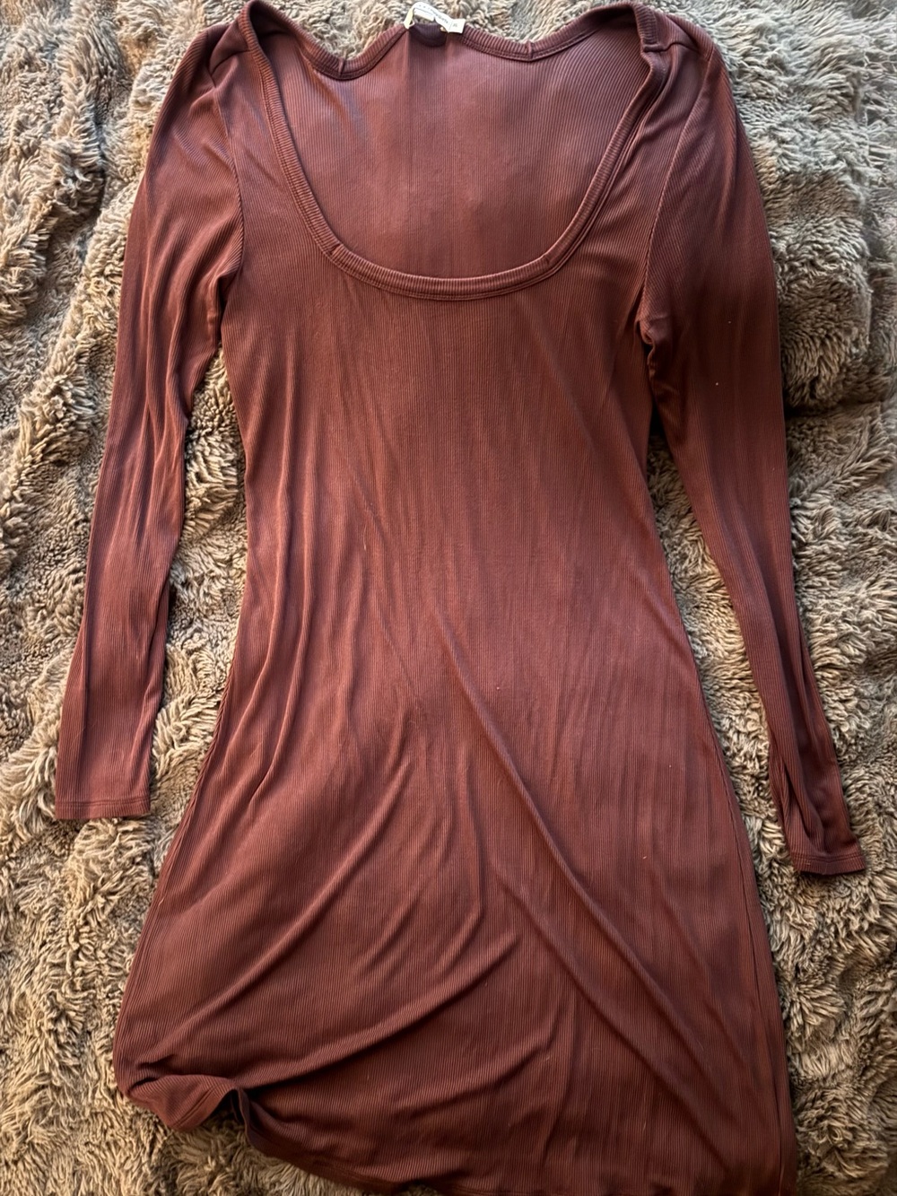 Threads 4 Thought XL Burgundy Ribbed Long Sleeve Midi Dress